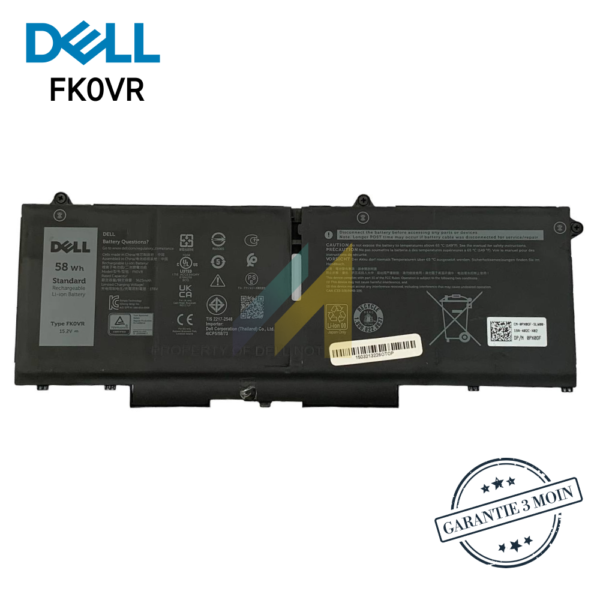 Batterie DELL FK0VR ORIGINAL Voltage:15.2V; Capacité:58Wh